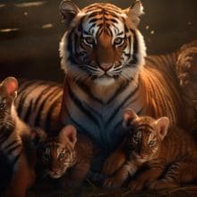 Mother Tiger with Cubs
