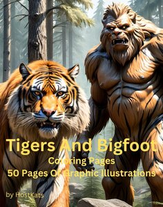 Tigers And Bigfoot 50 Page Coloring Book